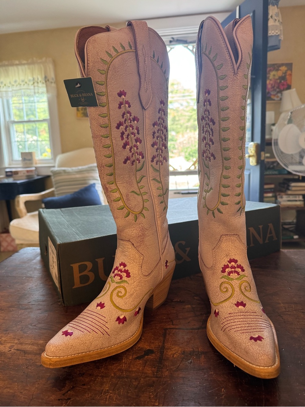 Light purple Embroidered Women's Western Boots